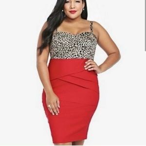 NWT Torrid Red Dress with Leopard Print